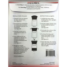 Disposable Emesis Bag, Airsickness Bag, Urine Bag, Vomit Bag, Barf Bag, (Pack of 12)