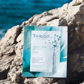 THALGO Masque Shot Anti-Soif - Moisturising Effect Mask 20ml Cellulose Cloth Mask with Sève Bleue & Hyaluronic Acid - Instantly Plump, Refreshed Skin Complexion