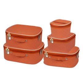 atorakushon® Fabric Makeup Storage Box Travelling Vanity Cosmetic Toiletry Bag Necklace Wardrobe Organizer Jewellery Pouch for Women (Peach)