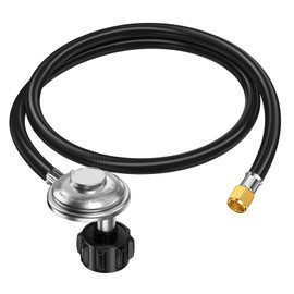 VIEAUBE 4 Feet Propane Regulator Hose for Grill Regulator Replacement Parts, QCC1 Hose and Regulator for Most LP Gas Grill, Heater and Fire Pit Table, 3/8" Female Flare Nut