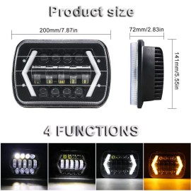 Unbranded Pair 5x7 7x6 LED Headlights Hi Lo Beam for Ford F150 1976-1986 F250 F350 Ranger