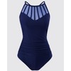 YNIQUE Women's One Piece Swimsuits High Neck Mesh Bathing Suits
