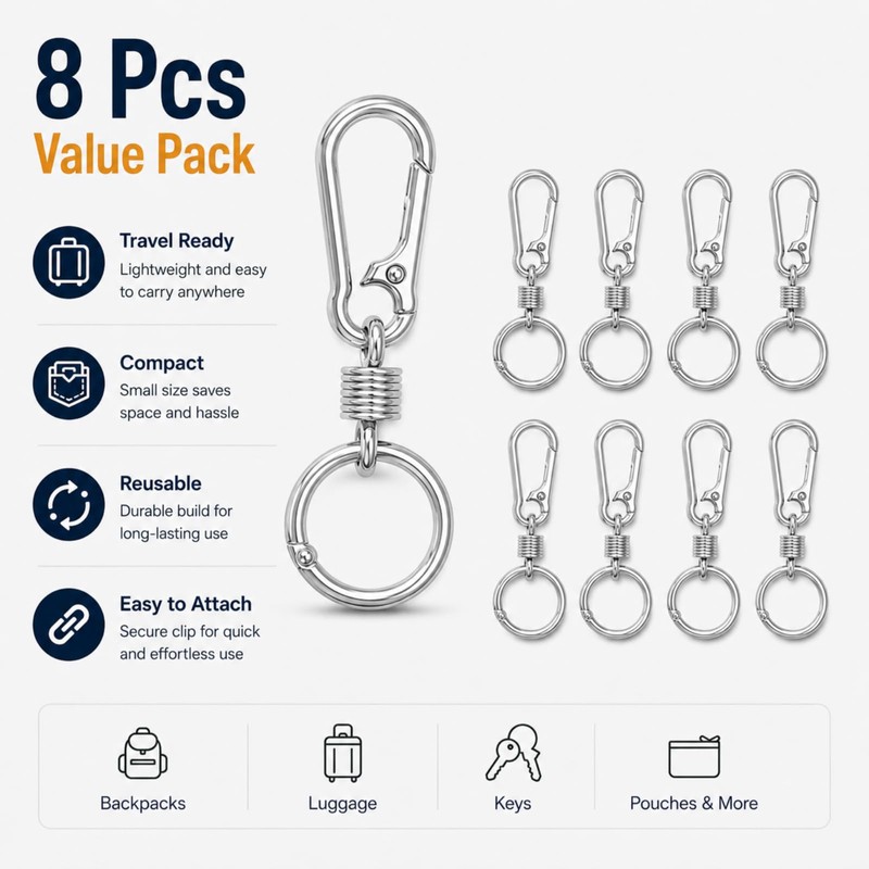 Zipper Clips Anti Theft, 8 Pcs Zinc Alloy Zipper Locks,