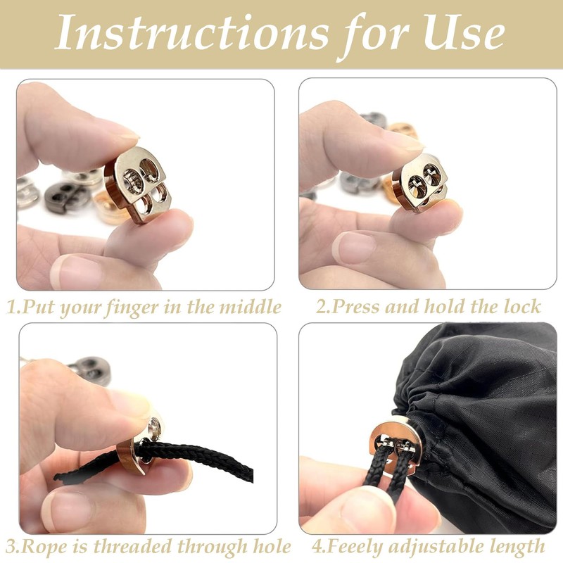 LIANGQI Pack of 30 Spring Cord Locks with 2-Hole Practical