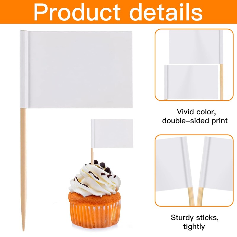 Xrten Toothpick Flags White, Empty Toothpick Flags, Toothpick Flags Decorative