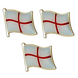 3 x England St George’s Cross Flag Lapel Pins – English National Emblem Badges – Patriotic Country Accessories – Size: 1.6cm x 1.9cm