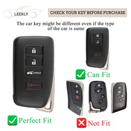 LEERLY Key Fob Cover with Anti-Lost Keychain Compatible with Lexus RX is ES GS LS NX RS GX LX RC LC Black