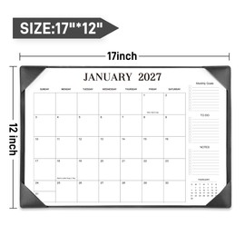Desk Calendar 2026-2027 with Desk Mat – 17" x 12" Desk Pad Calendar Runs from July 2026 to December 2027, Office Supplies Desktop Monthly Calendar for Home & Office