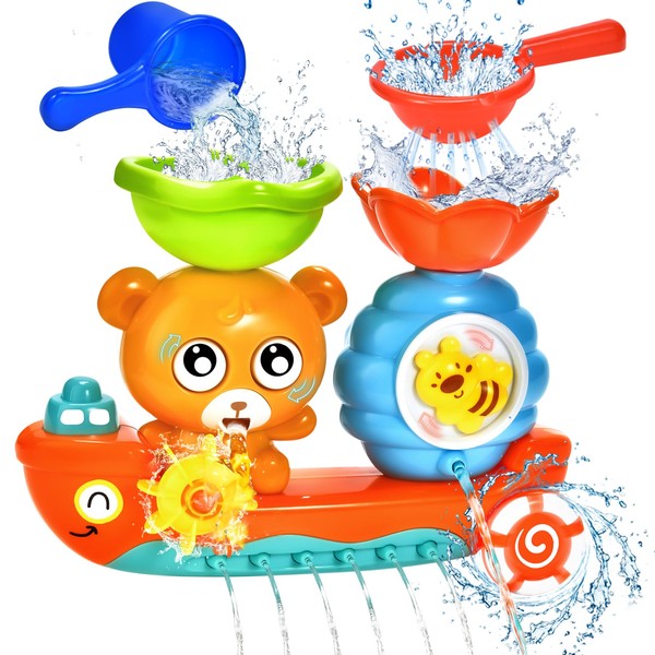 Bath Toys for Toddlers 1-3 Kids Bathtub Toy Bear Water Tub Toys for Shower Bath Time Toys to Boys Girls Baby Kids Infant Preschool Learning Gift