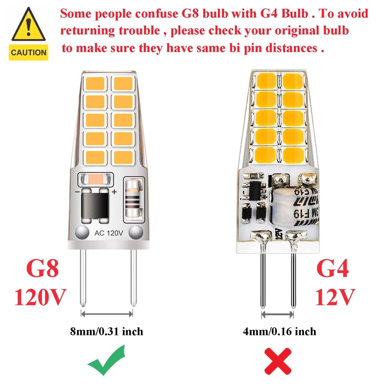 Kapata 5 Pack G8 LED Bulb Soft White 2700K 120V