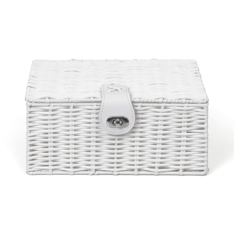 Arpan Small Resin Woven Storage Basket Box With Lid &