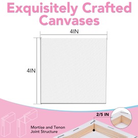 ESRICH Mini Canvases for Painting 4x4 Canvas Value Pack for 48PCS, 2/5In Thickness Small Canvas, Blank Canvas Bulk are Great for School Projects,Kids Birthday Party and Wall Decoration., white