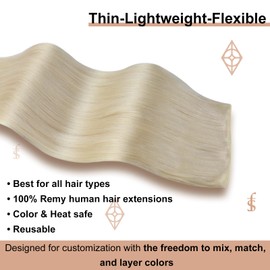 Full Shine Blonde Hair Extensions 24 Inch Human Hair Extensions Real Human Hair Genius Weft Sew in Hair Extensions Human Hair Hand Tied Weft Remy Hair 60G