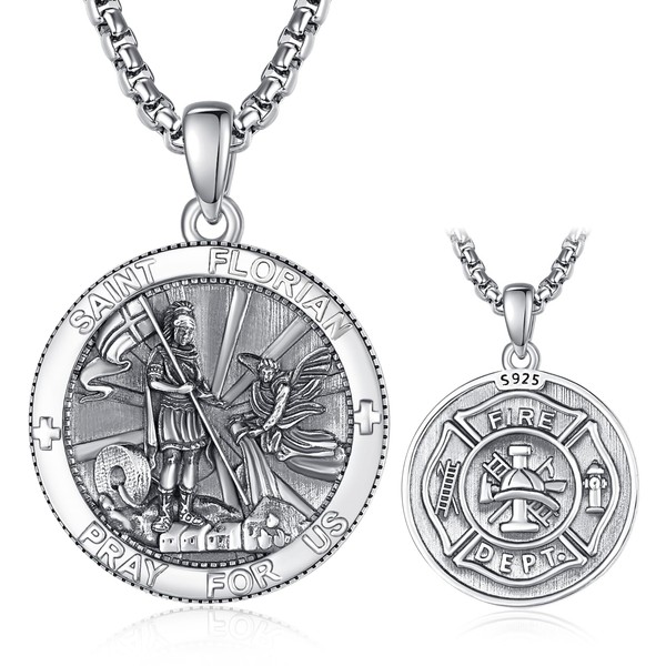 ADMETUS Heiliger Florian Anhänger 925 Silber Heilige Florian Kette Halskette