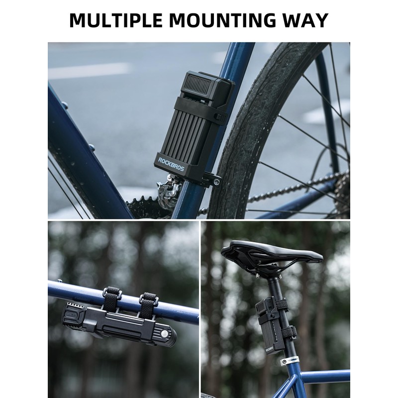ROCKBROS Anti-Theft Folding Bike Lock,Bold Diameter 0.7cm,High-Strength ABS Material,Portable Folding