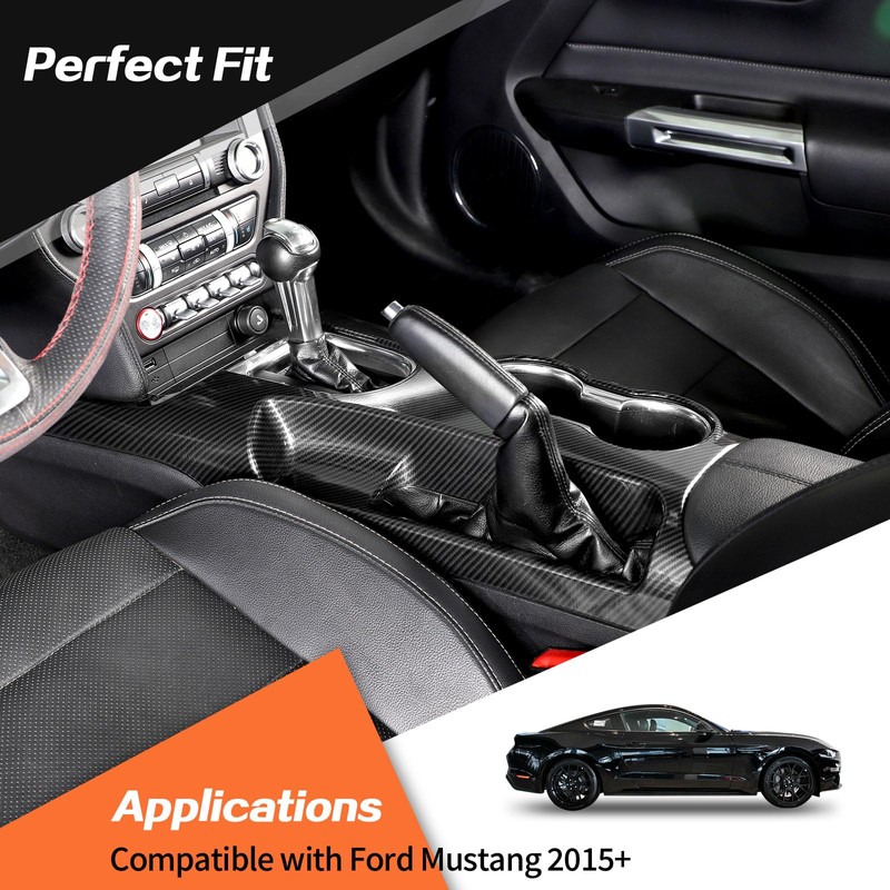JeCar for Mustang Center Console Carbon Fiber Interior Gear Shift