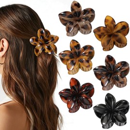 6 PCS Flower Hair Clips, Large Claw Clips for Women and Girls, Big Daisy Hair Clips, Strong Hold Non Slip Hair Accessories for Thick and Thin Hair (Leopard print)