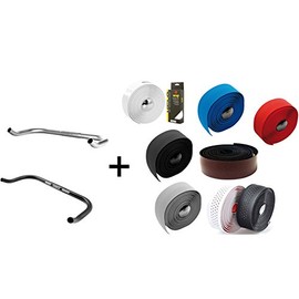 Bullhorn Fixie Single Speed Handlebar Silver with Handlebar Tape (Grey, 440 mm)