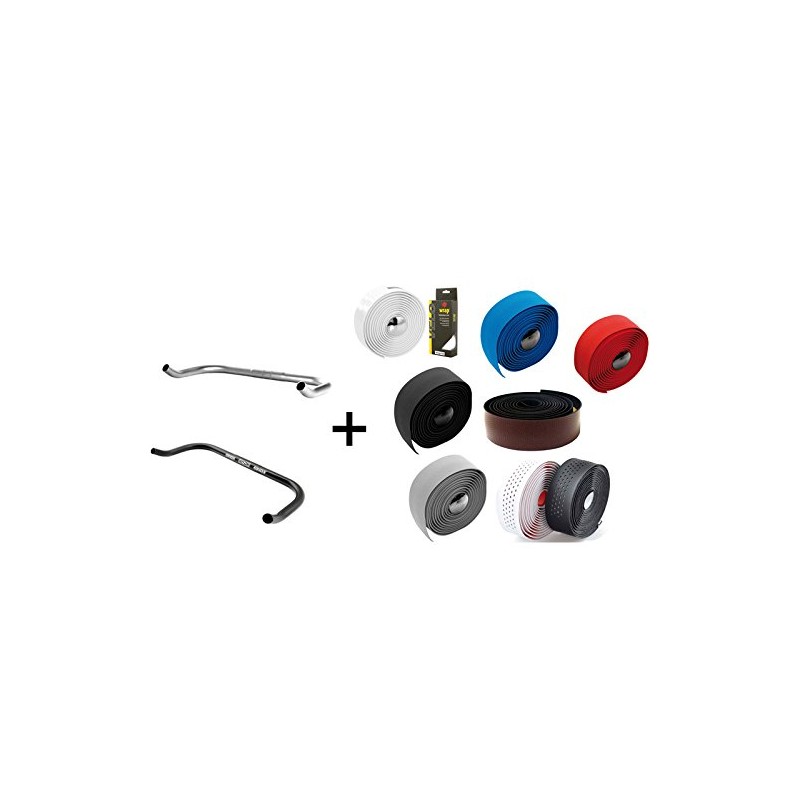 Bullhorn Fixie Single Speed Handlebar Silver with Handlebar Tape (Grey,