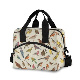 Glaphy Vintage Birds Lunch Bag Insulated Lunch Box Tote Bag Meal Prep Cooler Handbags for Women Men Adults