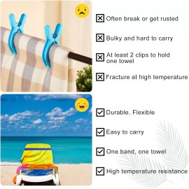 Matenf 4 Pack Towel Bands, Towel Craber for Beach Chair, Rubber Towel Clips for Pool