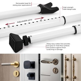 Upgraded 2-in-1 Door Security Bar & Sliding Patio Door Stopper Security Jammer Bar Child Proof Adjustable Constructed of High Grade Iron Window Doors Security Bars