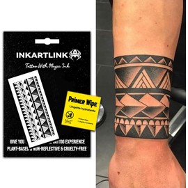 INKARTLINK Tatuaje temporal, tatuaje mágico que dura de 7 a 15 días, resistente al agua y no reflectante, empaque exquisito, diseño único (Brazalete 9)