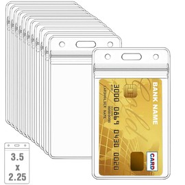 100 Pcs Clear Plastic Vertical Name Badge ID Card Holders