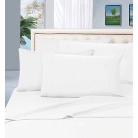Elegant Comfort Juego de sábanas de Calidad egipcia, de 1500 Hilos, 6 Piezas, Antiarrugas y Resistente a la decoloración, Color Blanco                