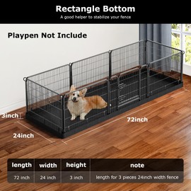 PJYuCien Rectangle Dog Playpen Bottom - Fits 8 Panels 24" Width Metal Dog Playpen -24"x72" Assembly Size 600D Oxford Cloth Waterproof Playpen Bottom (Note: Only PlayPen Bottom Pad, No Playpen!!!)…