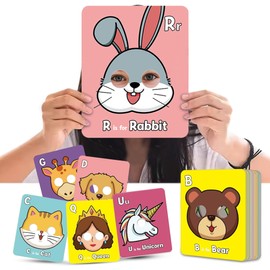 Alphabet Flash Cards,Giant ABC Animal Flash Cards for Toddler 3-5,26 Lowercase and Uppercase Letter Cards,Educational Learning Games for Kids,Preschool Kindergarten Toys