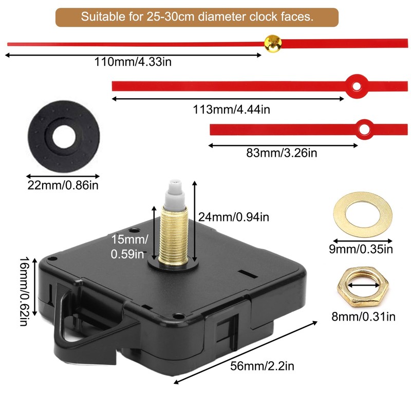 CAISYE Silent Clock Movement Set, Clock Movement for Wall Clock