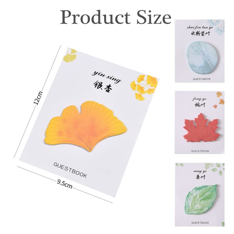 8 Packs/240 Sheets Leaf-Shaped Sticky Notes Novelty Self Stick Post