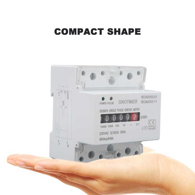 Electricity Watt Hour Meter Dual Color LED Indicator Rail Mount