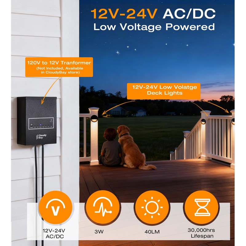 CLOUDY BAY [6 Pack] 3CCT Low Voltage LED Deck Lights