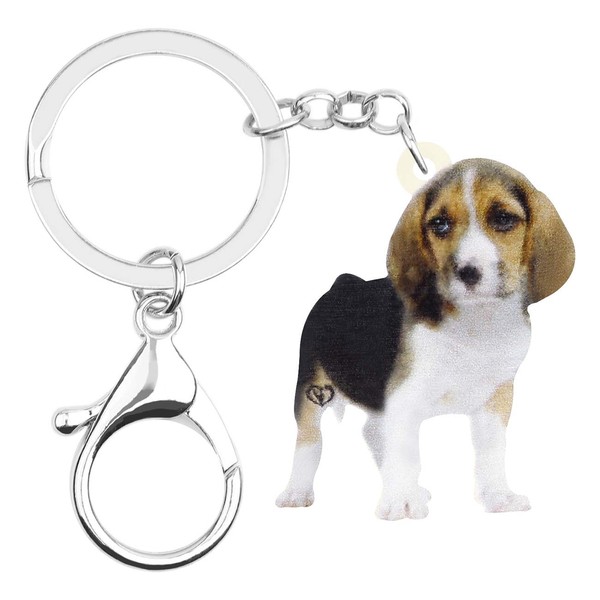WEVENI Acrylic Cute Beagle Dog Keychain Accessories for Women Girls