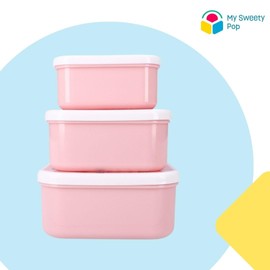 My sweety pop - Set of 3 Snack Boxes - Lunch Box - Stitch - for Children - Nursery - Kindergarten - School - Holiday - Meal - 11.5 cm - for Girls - Pink - Gift idea