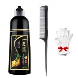 Shampoo Tinte Negro Cubre Canas 3 en 1 para Hombre y Mujer - Hair Dye Shampoo Black para Teñir Cabello en Casa Sin Amoniaco, Color Negro Natural Durad