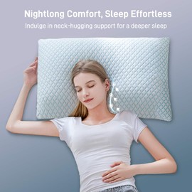 Alkyonos Shredded Memory Foam Cooling Medium Soft Bamboo Viscose Pillows King Set of 2, Adjustable Hypoallergenic Hotel Quality Pillows for Back, Stomach and Side Sleeper, Oeko-TEX Certified