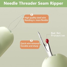 3-in-1 Sewing Kit with Automatic Seam Ripper, Needle Threader, U-Shaped Scissors, Quilting Tools