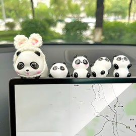 Cute Panda Car Ornaments for Dashboard, Funny Panda Playing Rear View Mirror Accessories Center Screen Decoration, Dashboard Decor Car Accessories Interior for Women/Men