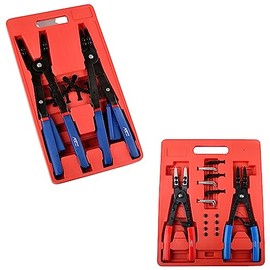 ATE Pro. USA - 4PC Snap Ring Plier Set | 16" Jumbo Snap Ring Pliers | 10" Circleclip Pliers | Fitted Straight, 45° and 90° Tip Attachments | Heavy Duty Snap Ring Pliers | External and Internal Pliers