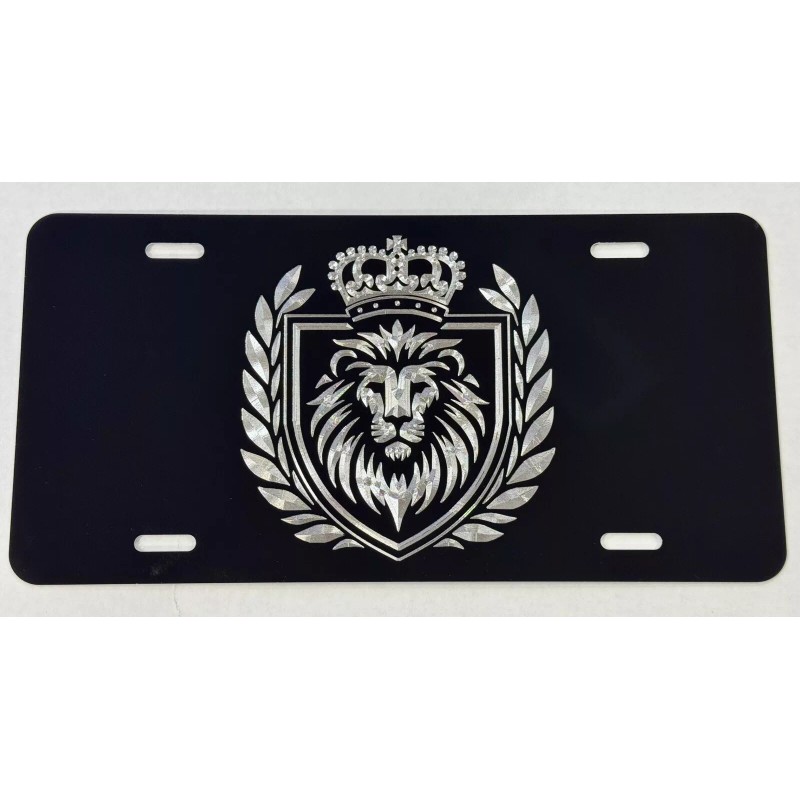 Diamond Etched Products Crown King Lion Car Tag Diamond Etched
