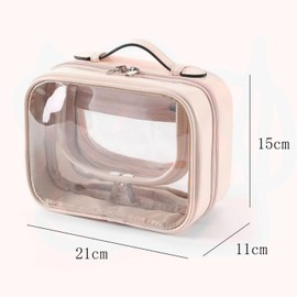 YIRANJIA Waterproof Travel Cosmetic Bag - Lightweight Transparent Organizer with Dual Compartments,Ideal for Women's Travel Makeup & Toiletries