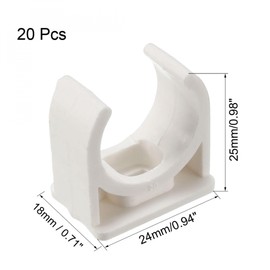sourcing map PVC Water Pipe 20mm Clamps Clips, Fit for 20mm/0.79 Inch OD TV Trays Tubing Hose Hanger Support Pex Tubing, 20Pcs