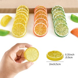 Hagao Fake Lemon Slice Artificial Fruit Highly Simulation Lifelike Model for Home Party Decoration Yellow Green 10 pcs