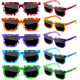 10 Pack Pixeled Sunglasses Bulk Thug Life Party Glasses 8 Bit Mosaic Gamer MLG Photo Props for Adults Teens