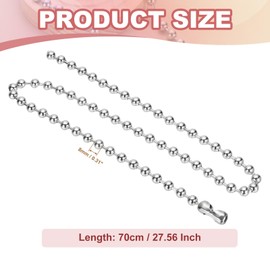 [PATIKIL] Silver Tone Beaded Chain Necklace, Titanium Steel 8mm Beaded Ball Chain Necklace Y2K Punk Necklace for Women and Men Jewelry Gift, 27.56 Inch Length