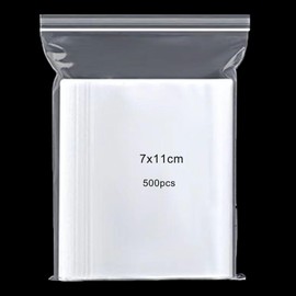 Pack of 500 Ziplock Bags, Resealable, 7 x 11 cm, Small Zip Bags, Ziplock Bags, Transparent PE Poly Bags, Clear Plastic Bags, Zip Bags for Pack Ziplock Bags