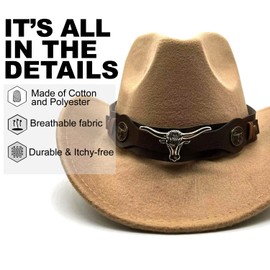 JXXAMZ33 Cowgirl Hat with Wide Belt Western Cowboy Hats for Womens (Coffee)